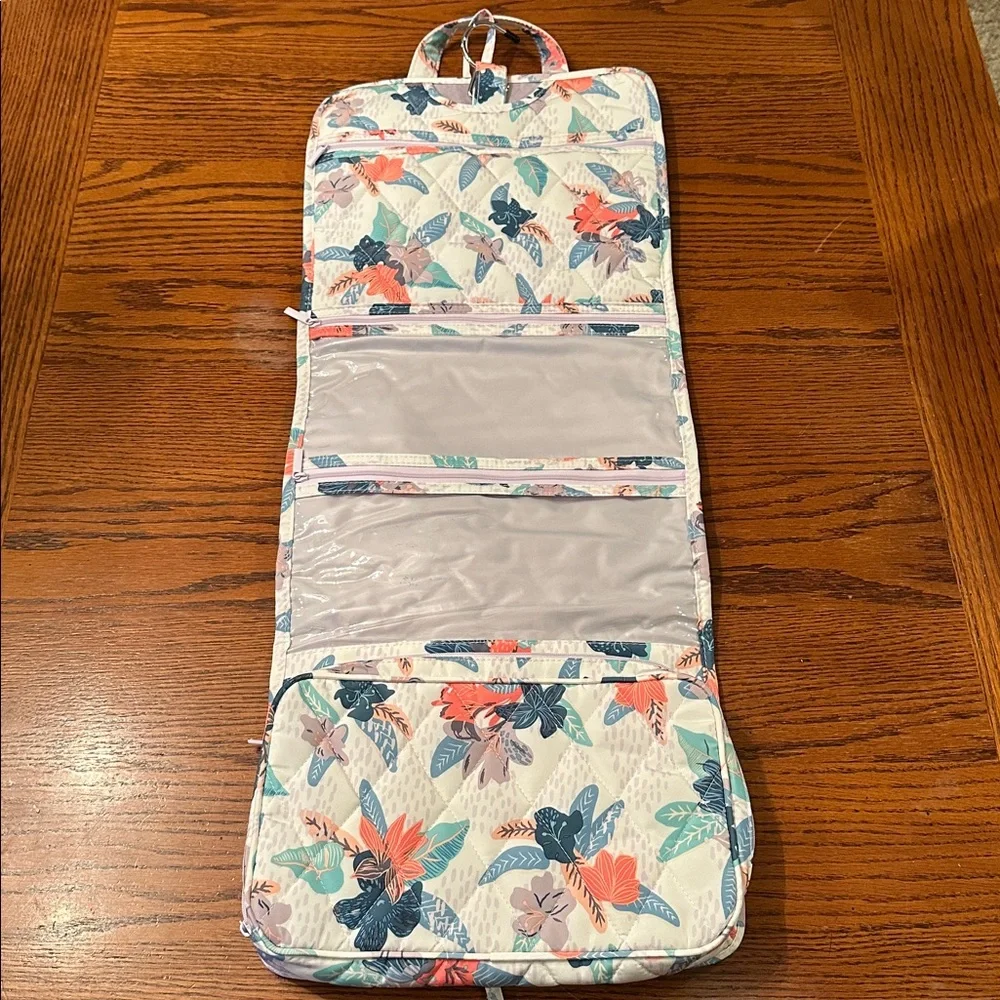 Vera Bradley Blue and Coral Floral Cosmetic Bag